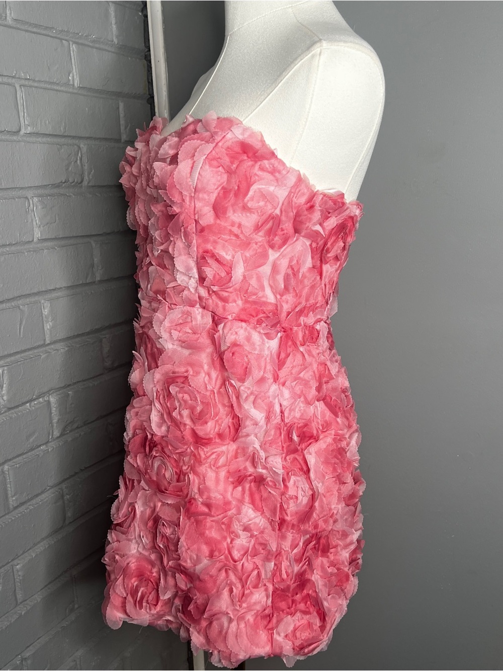 Selfie Leslie Strapless Rose-Embellished Pink Mini Dress - Picture 5 of 16